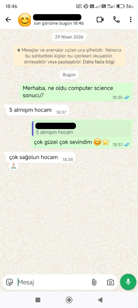 AP Computer Science Sınav Sonucu 5 WhatsApp Mesajı